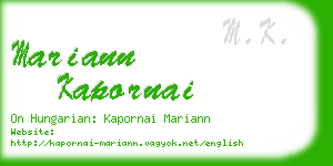 mariann kapornai business card